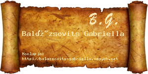 Balázsovits Gabriella névjegykártya